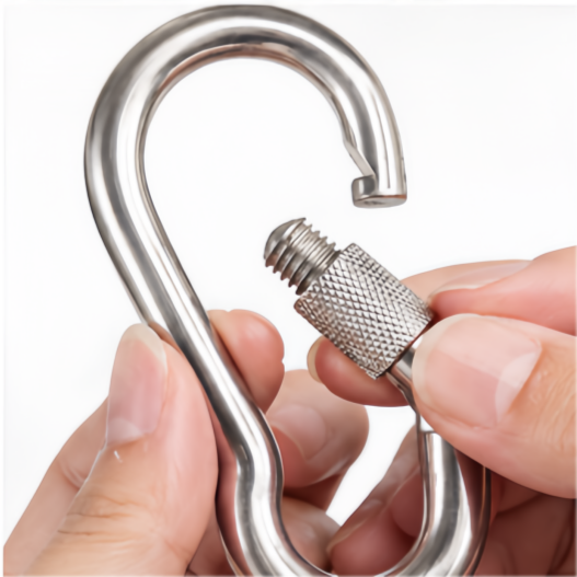 Snowboard Safety Leash Snap Hook – 304 Stainless Steel Spring Carabiner with Nut Design
