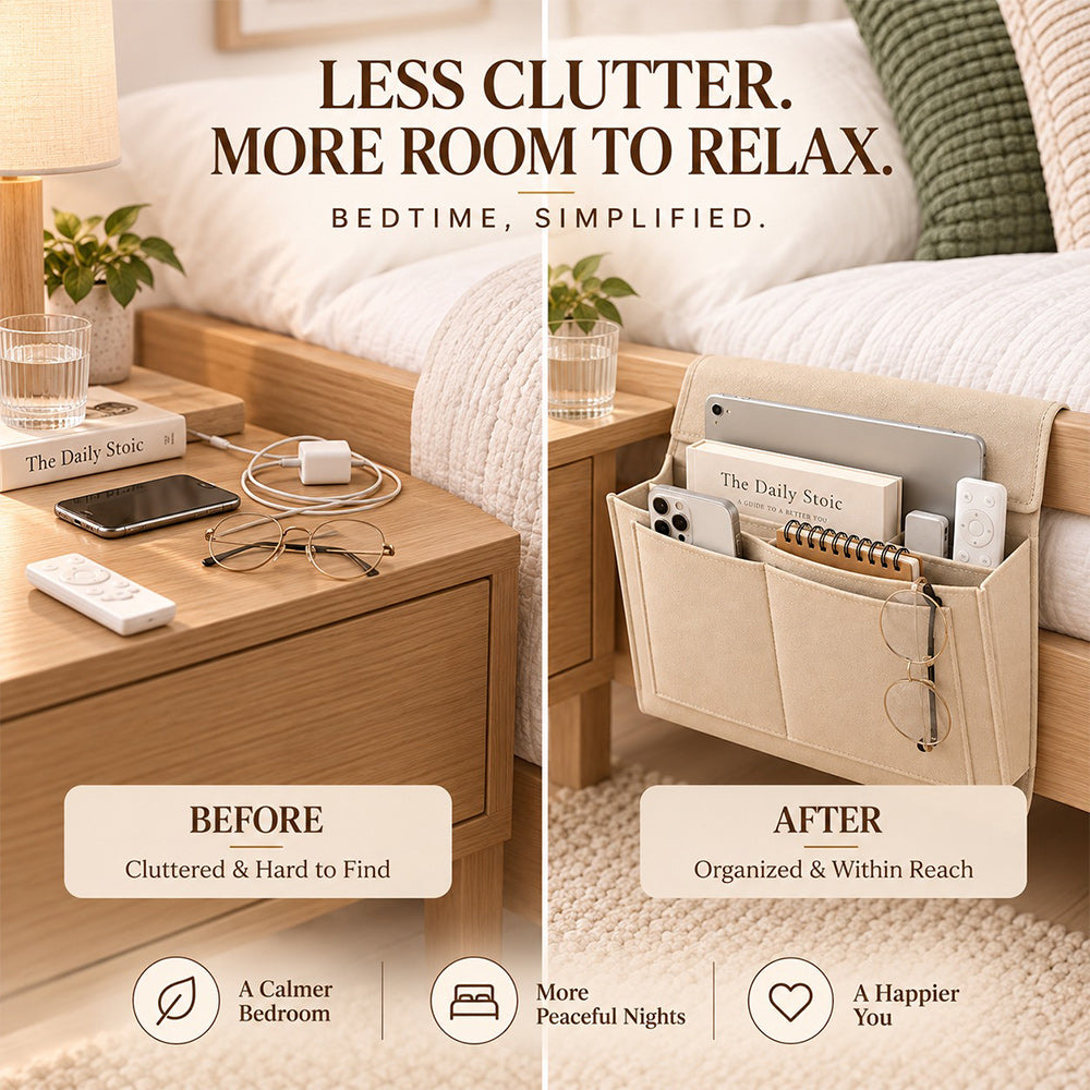 🔥Limited Time 33% OFF🔥Updated,Bedside Storage Caddy – Keep Your Space Organized