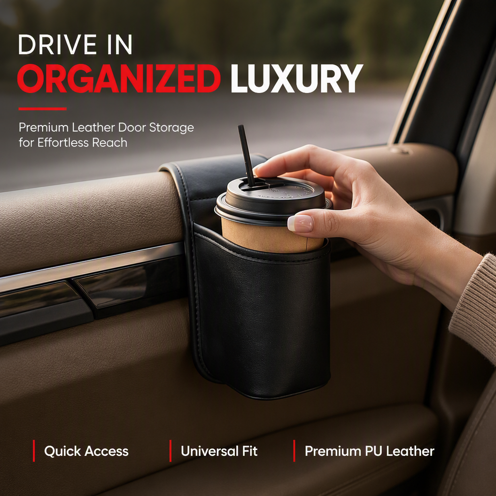 NEW HOT SALE🚗 50% OFF! Leather Car Cup Holder & Organizer