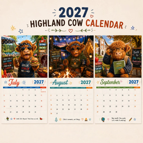 🐮 2027 Highland Cow Happiness Wall Calendar