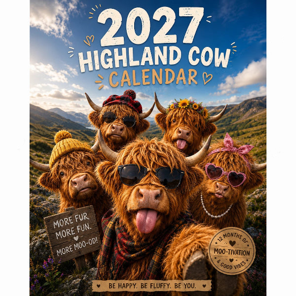 🐮 2027 Highland Cow Happiness Wall Calendar
