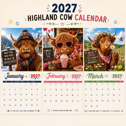 🐮 2027 Highland Cow Happiness Wall Calendar