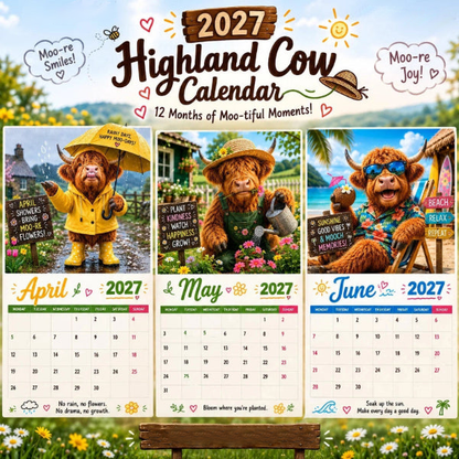🐮 2027 Highland Cow Happiness Wall Calendar