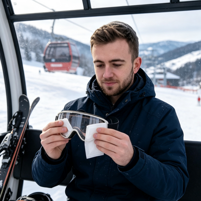 Anti-Fog Lens Cleaning Wipes – Pre-Moistened Defogging Wipes for Ski Goggles, Helmet Visors & Eyewear