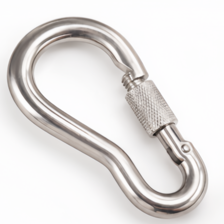 Snowboard Safety Leash Snap Hook – 304 Stainless Steel Spring Carabiner with Nut Design