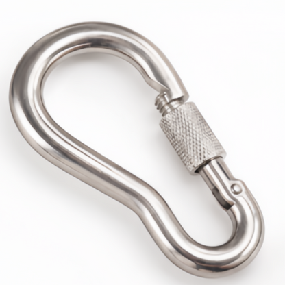 Snowboard Safety Leash Snap Hook – 304 Stainless Steel Spring Carabiner with Nut Design