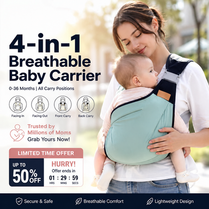 4-in-1 Baby Carrier – Give Your Arms a Break & Keep Baby Close