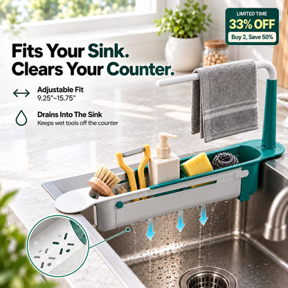 🔥 Buy 2, Save 50% — Upgraded Expandable Over-Sink Caddy
