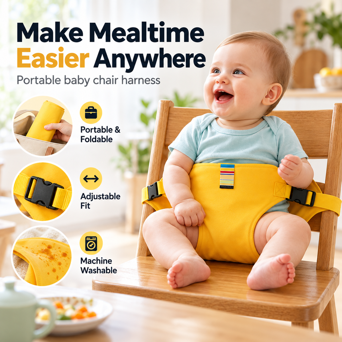 Portable Baby Chair Harness – Foldable for Travel & Dining