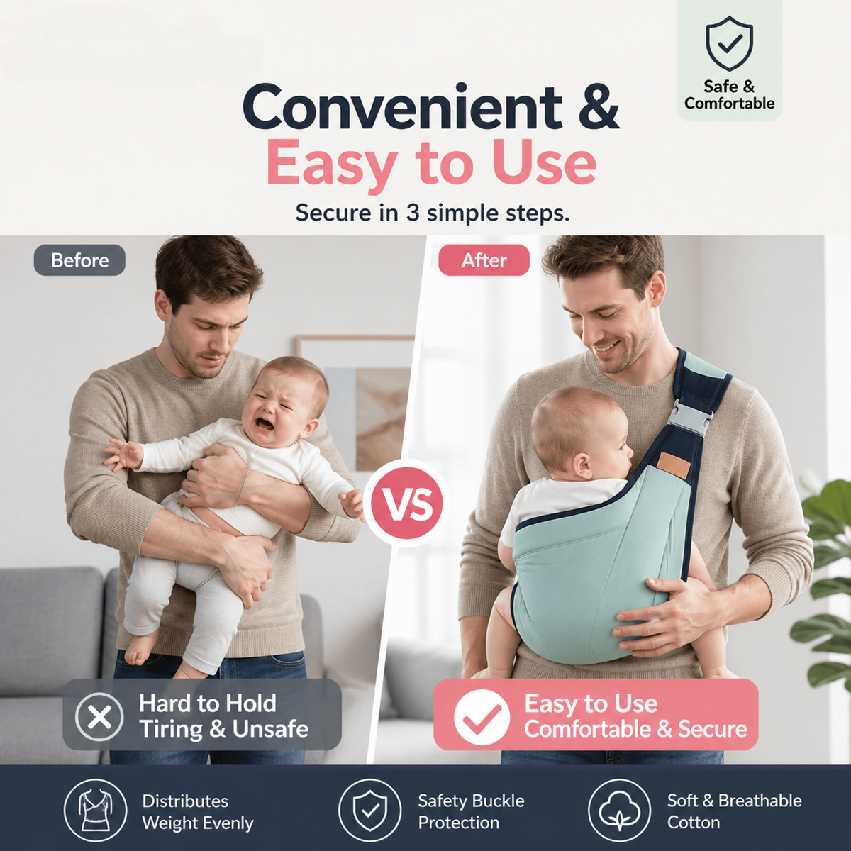 4-in-1 Baby Carrier – Give Your Arms a Break & Keep Baby Close